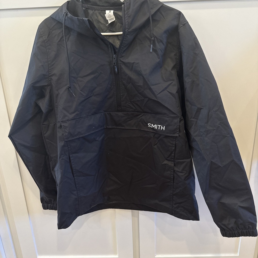 SMITH Unisex Size Small Black 1/4 Zip Hooded Front Pocket Waterproof Pullover